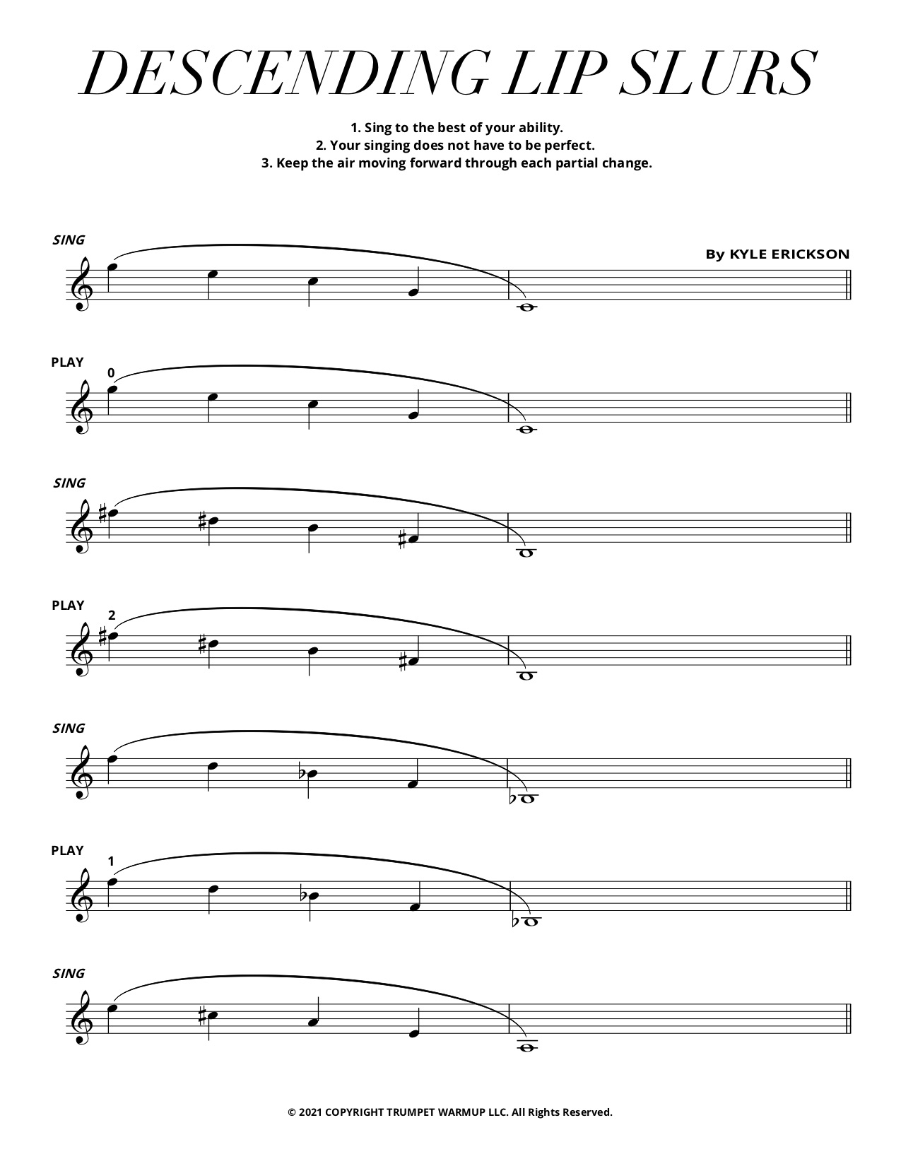 Descending Lip Slurs with Kyle Erickson Trumpet Warmup
